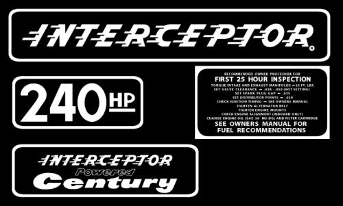 Black on Chrome Interceptor 240hp Century decals