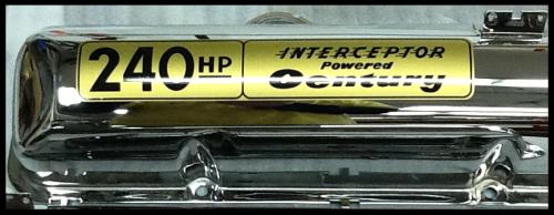 Black on Gold Interceptor 240hp Century decal shown on valve cover