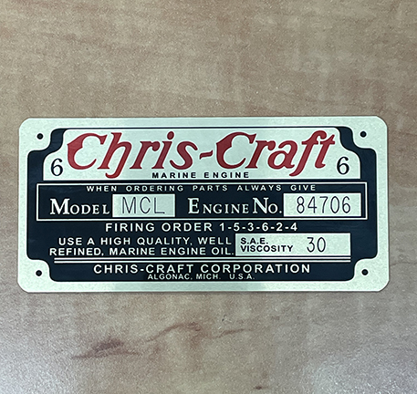 Chris Craft Marine Engine 6 with engraving