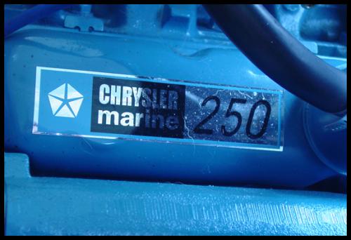 Chrysler 250 hp decal shown on valve cover