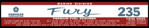 Chrysler Fury 235 with Engine Specs