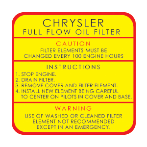 Chrysler Oil Filter decal