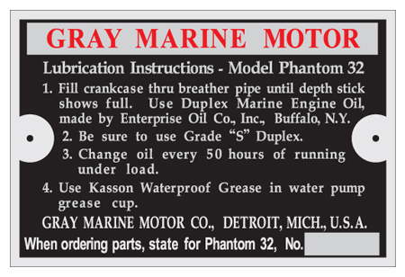 Gray Marine Motor Tag Phantom 32