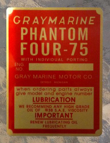 Gray Marine Phantom Four 75 Reproduction Tag