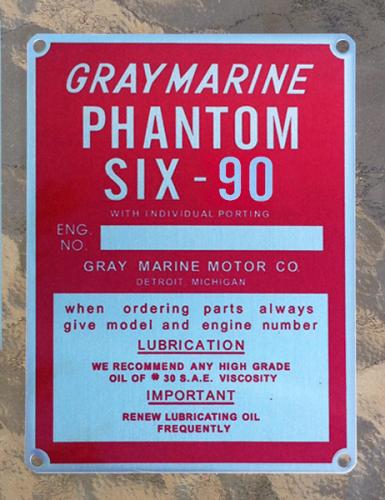 Gray Marine Phantom Six 90 Reproduction Tag