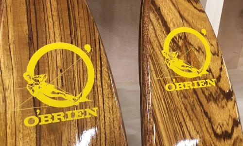 O'Brien decals shown on restored skis