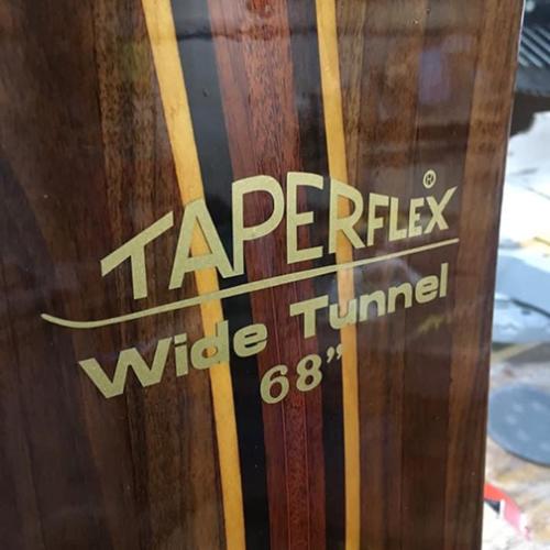 Taperflex decal shown on restored ski